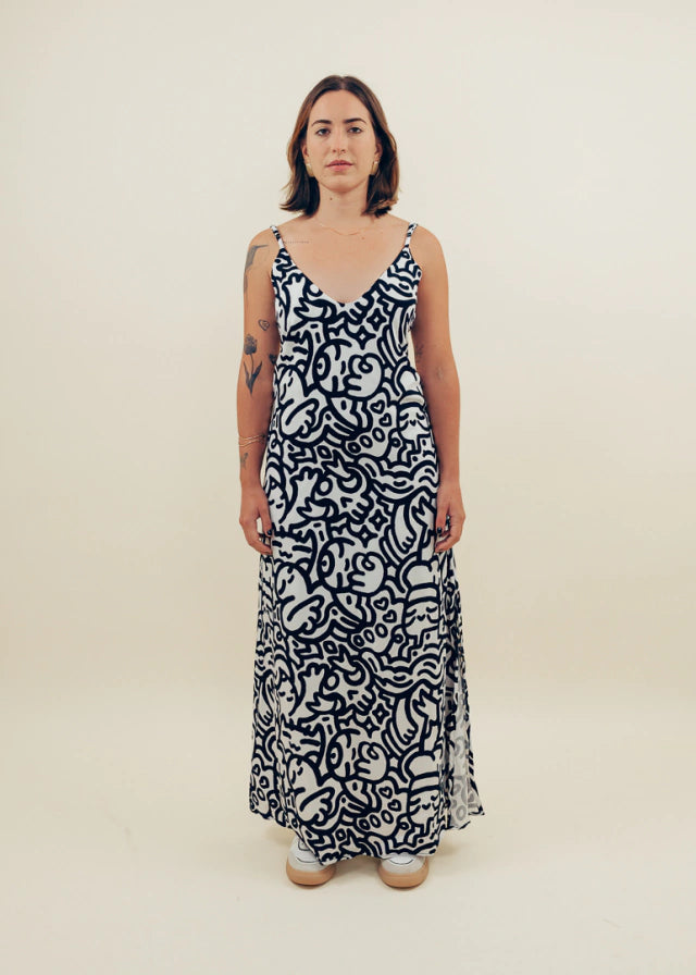 VESTIDO LONGO GURULINO | DOODLE P&B