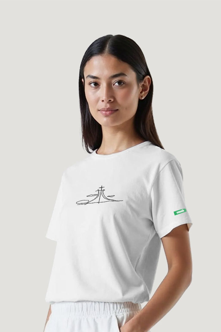 Camiseta Tradicional Algodão Esboço Catedral Unissex