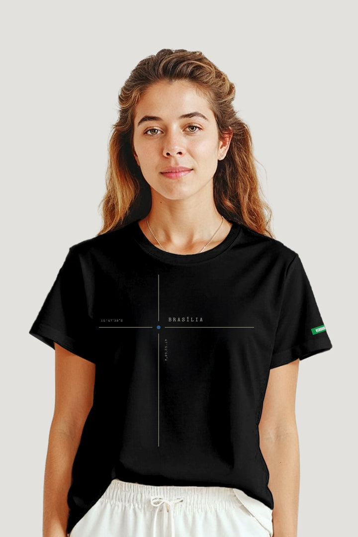 Camiseta Tradicional Algodão Brasília — Coordenadas Cartesianas Unissex