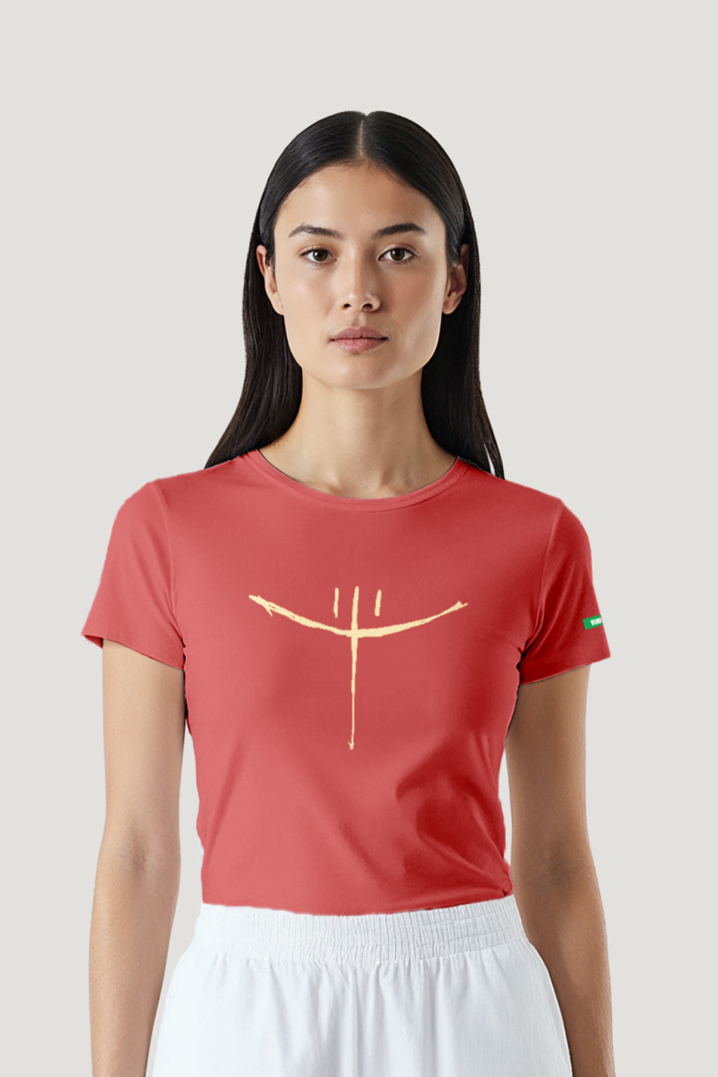 T-shirt Feminina Algodão Plano Sorrindo