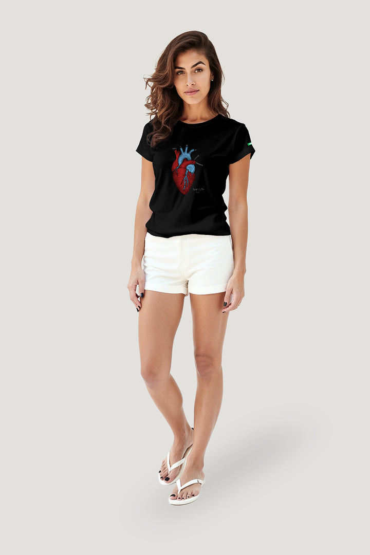 T-shirt Feminina Algodão Brasiliense De Coração