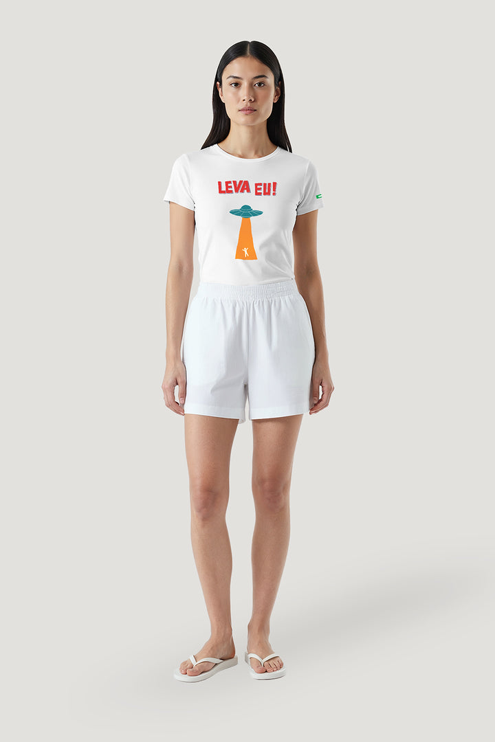 T-shirt Feminina Algodão Leva Eu