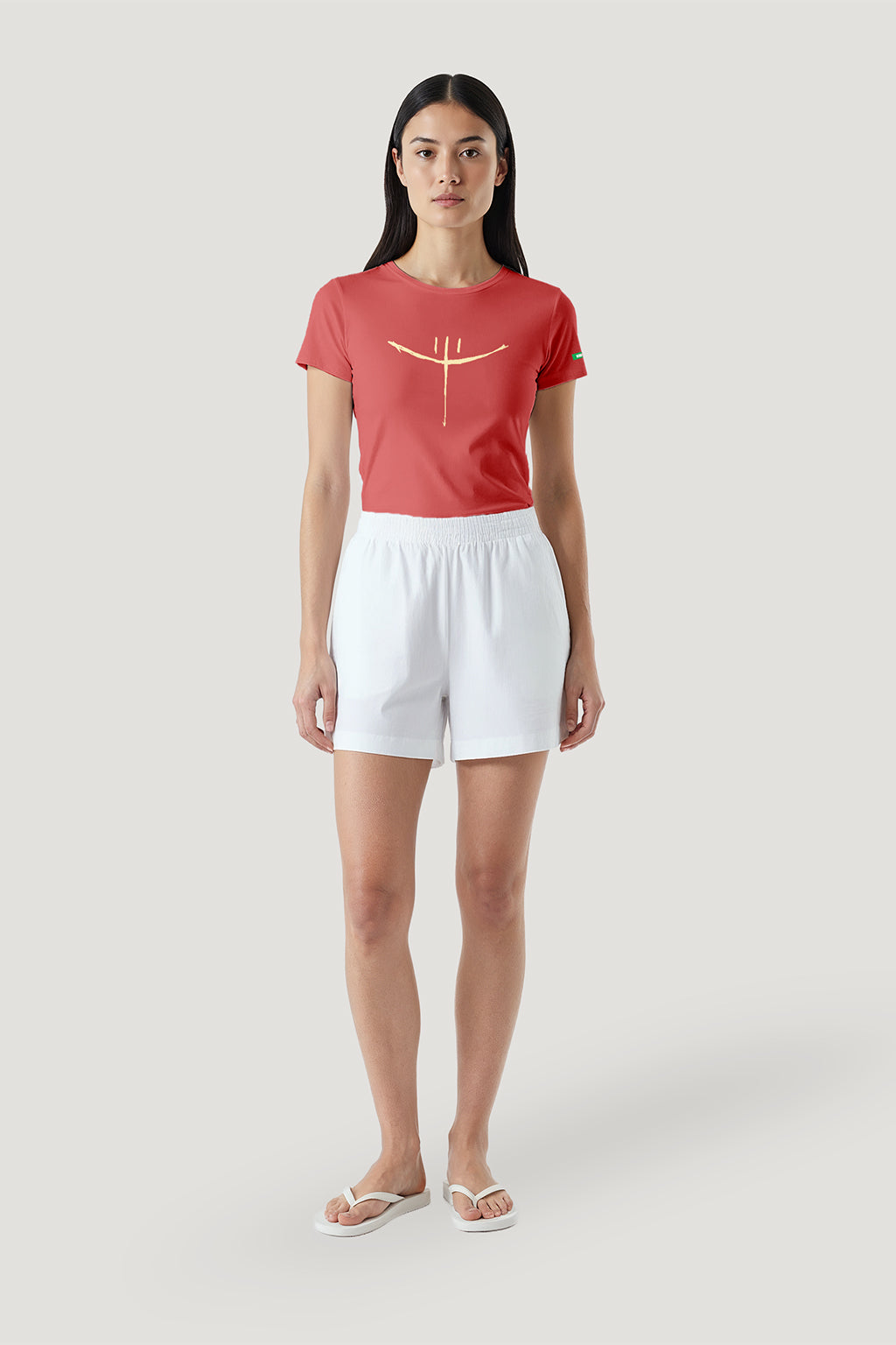 T-shirt Feminina Algodão Plano Sorrindo