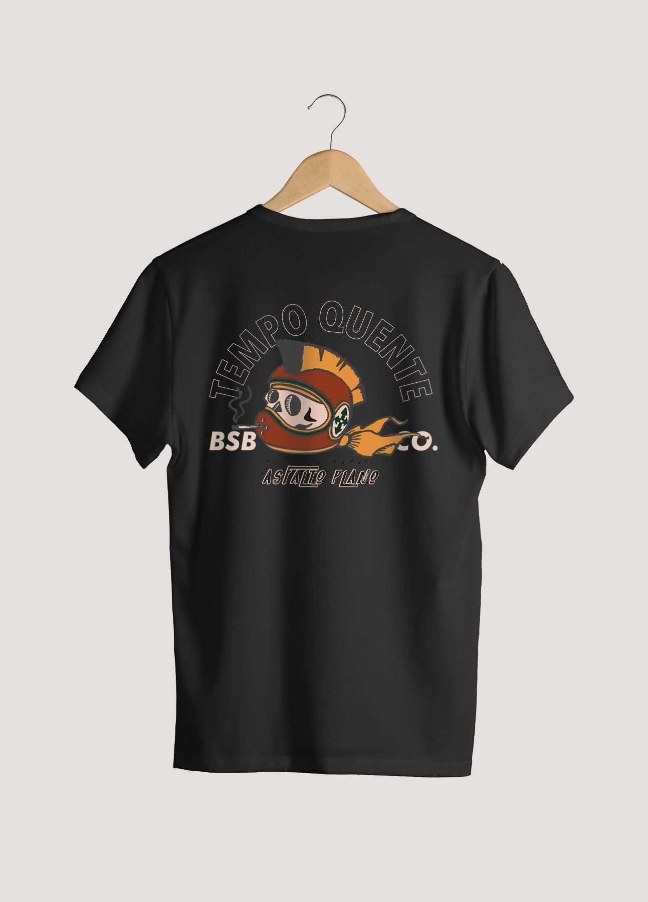Camiseta Tradicional Algodão Preto Estonado Tempo Quente Unissex