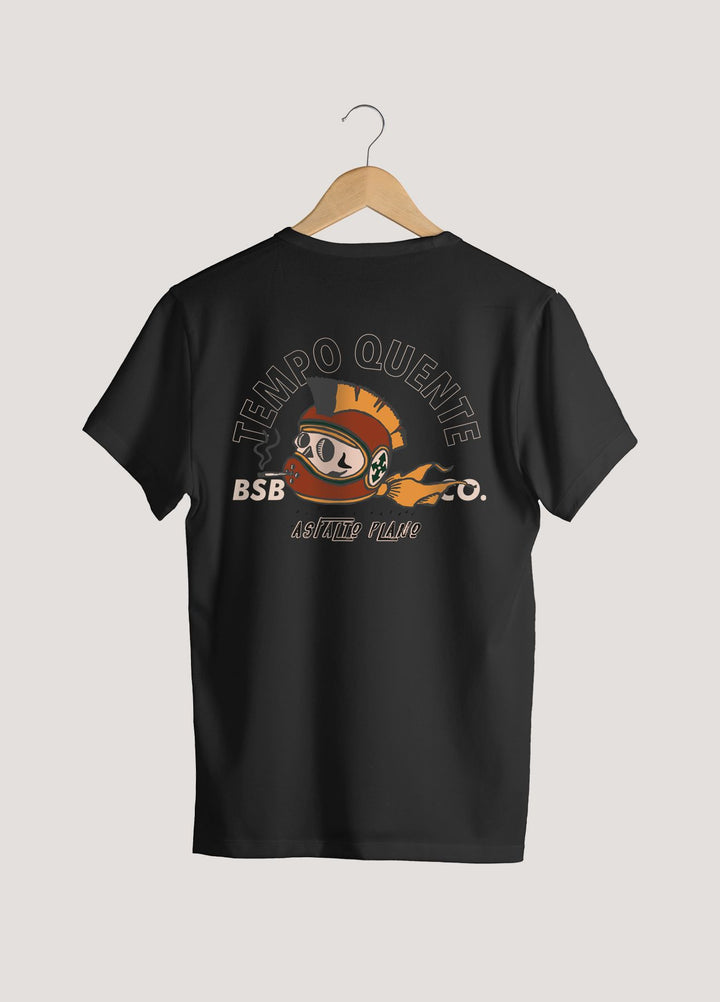 Camiseta Tradicional Algodão Preto Estonado Tempo Quente Unissex