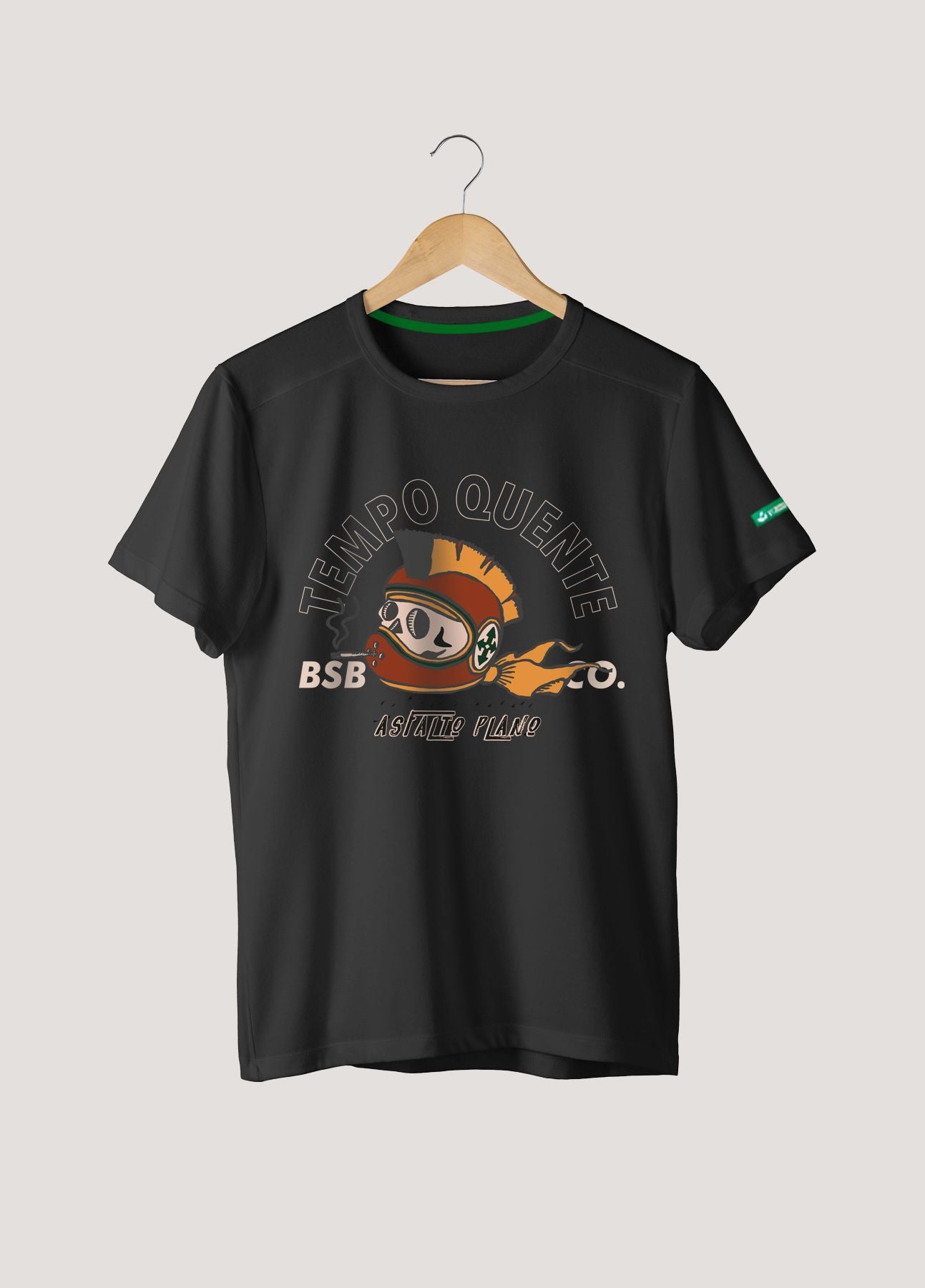 Camiseta Tradicional Algodão Preto Estonado Tempo Quente Unissex
