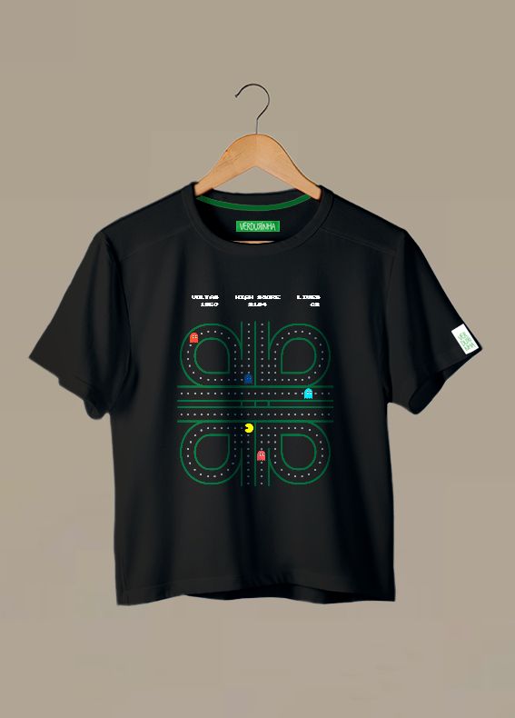 Camiseta Tradicional Algodão Pacman Verdurinha