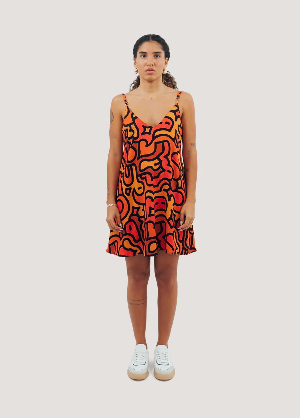 VESTIDO MIDI DOODLE TERRA | GURULINO