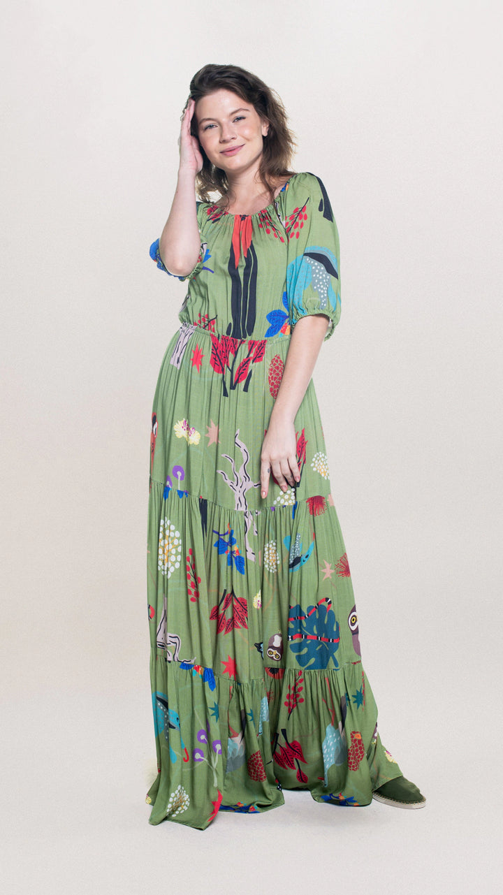 VESTIDO LONGO LOBO GUARÁ | VERDURÃO